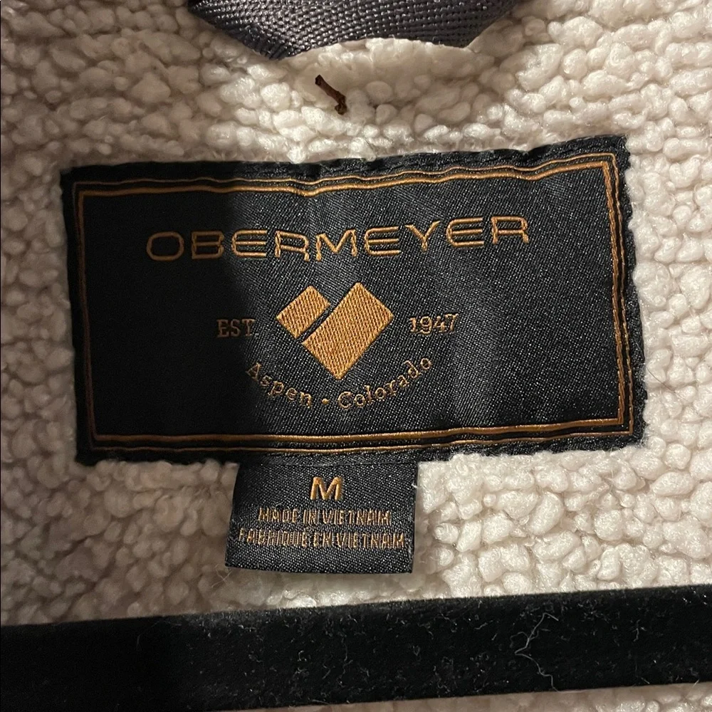 Obermeyer Men's Medium Condor Corduroy Jacket Shale Blue Grey Trucker Bomber - Picture 16 of 16